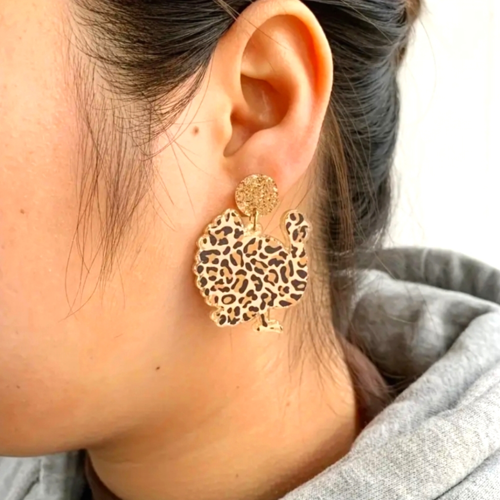 Leopard Turkey Acrylic Earrings - Picture 2 of 4